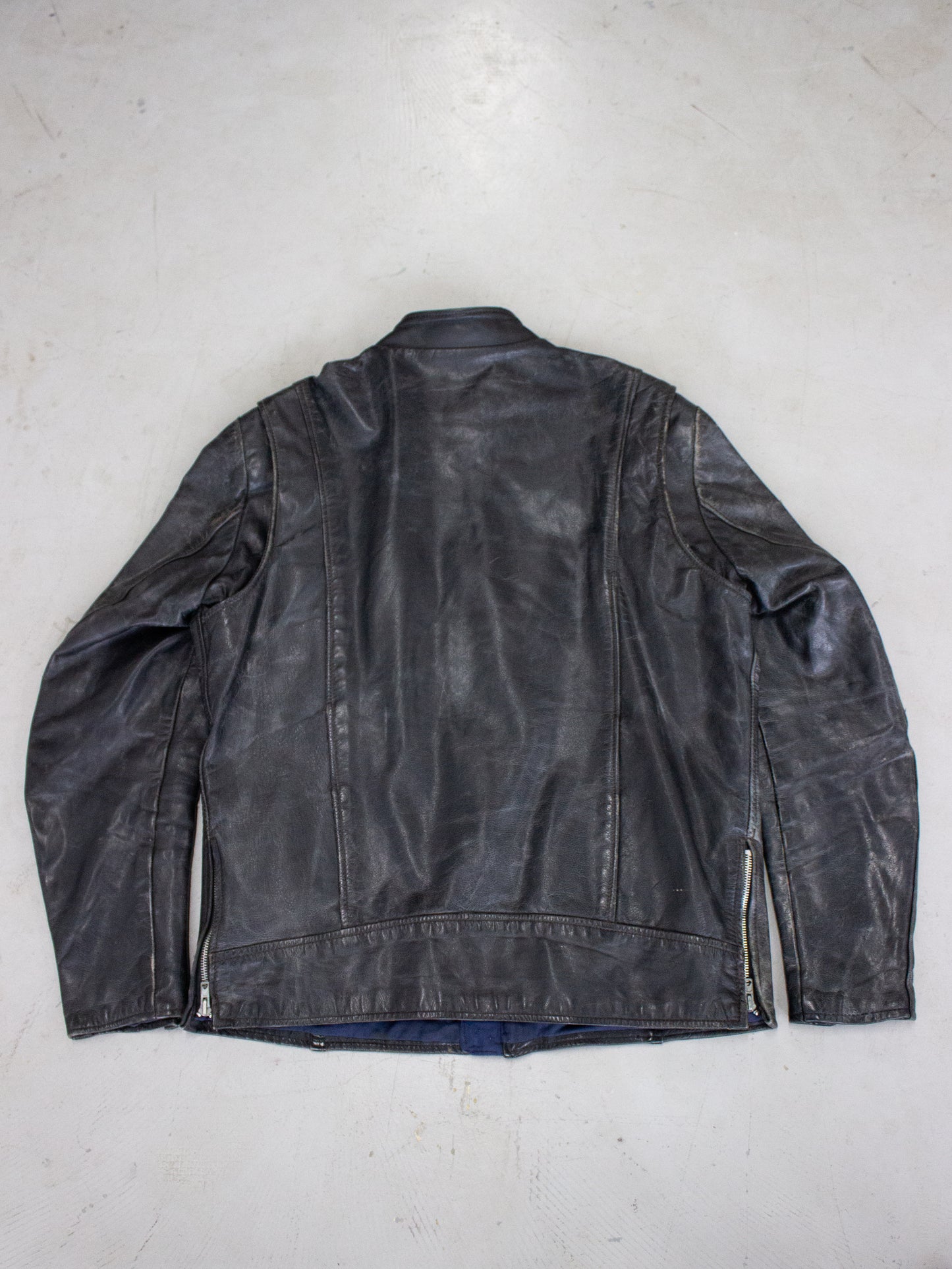1970's Honda Black Leather Cafe Racer Motorcycle Jacket (Medium)