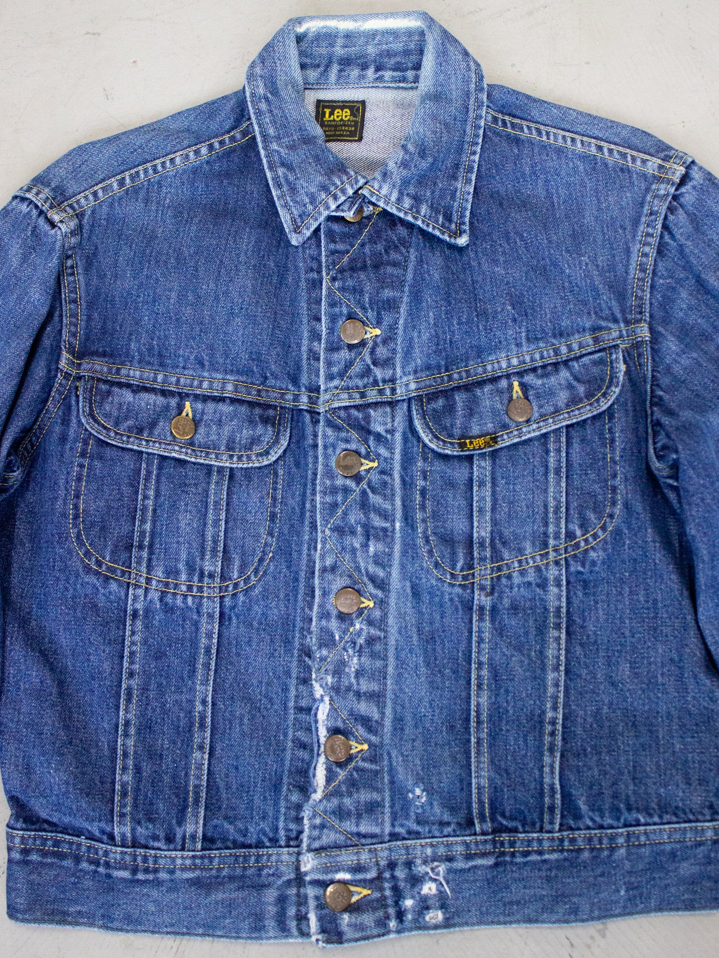 1970's Lee Riders Union Made Jean Jacket Made In USA Dark Wash PATD-153438 (Medium-Large)