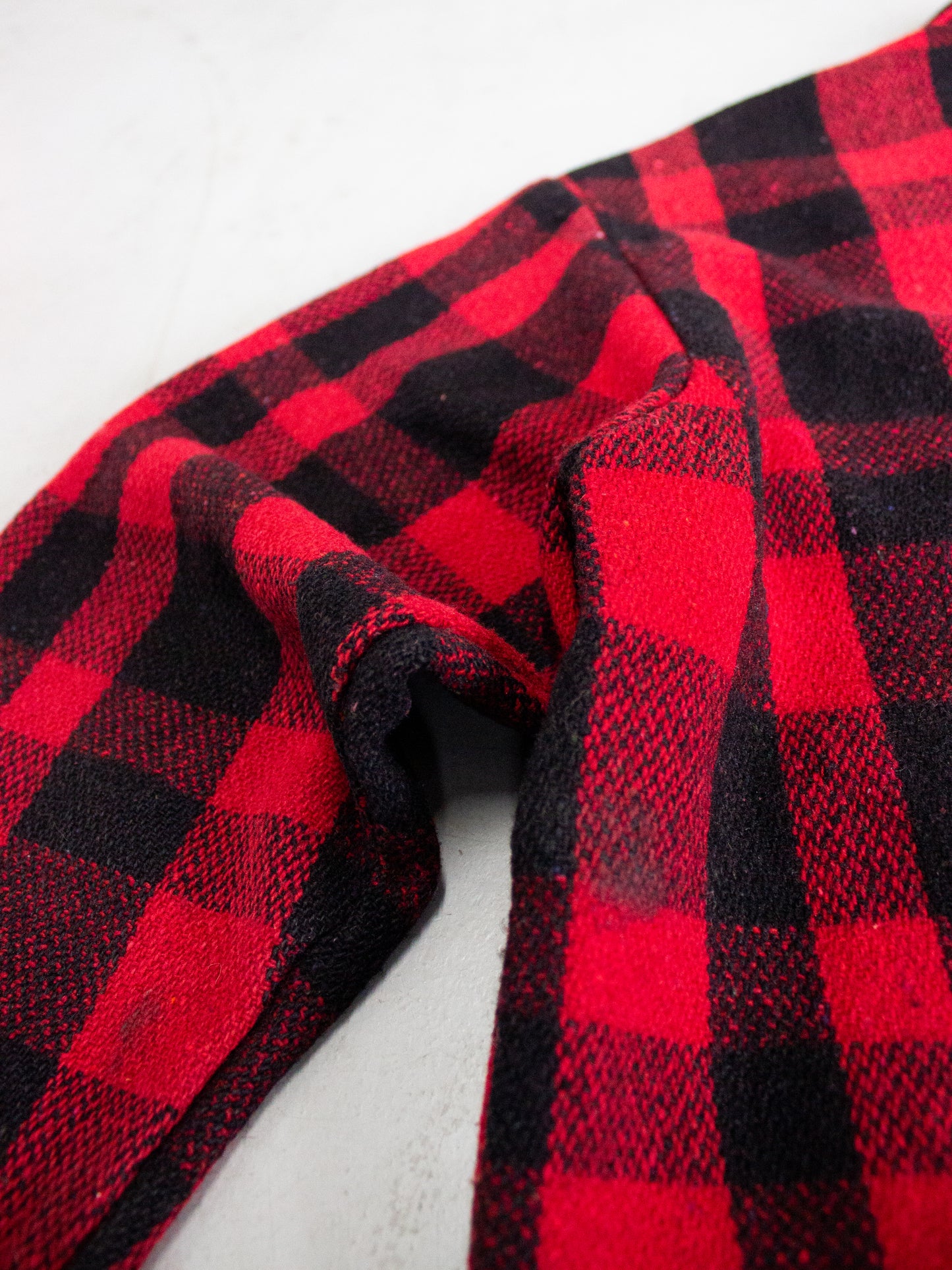 1970's Lumber King Buffalo Plaid Wool Flannel Zip-Up Jacket (Medium)