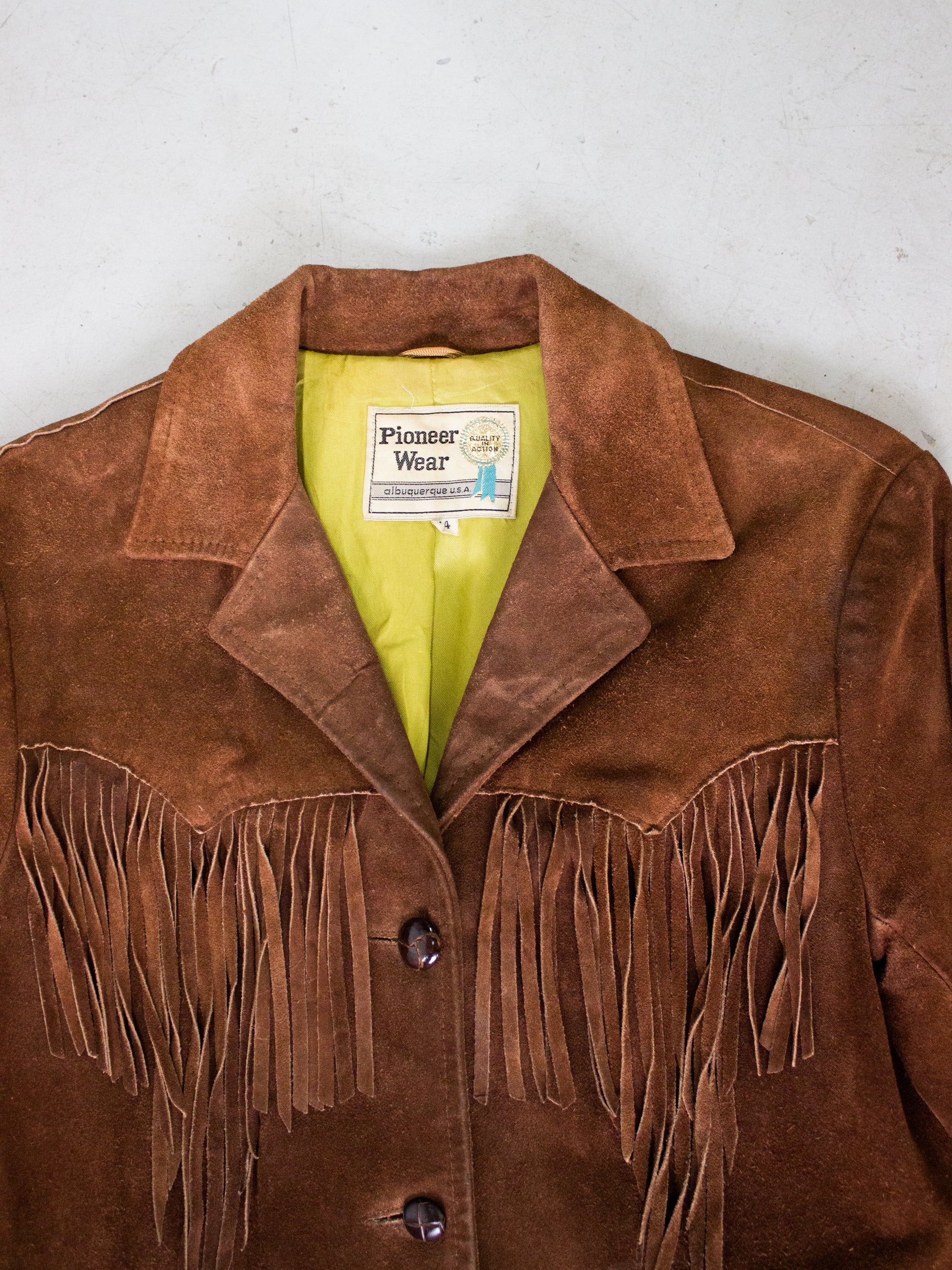 1970 s Pioneer Wear Brown Suede Fringe Jacket Made in USA Men s