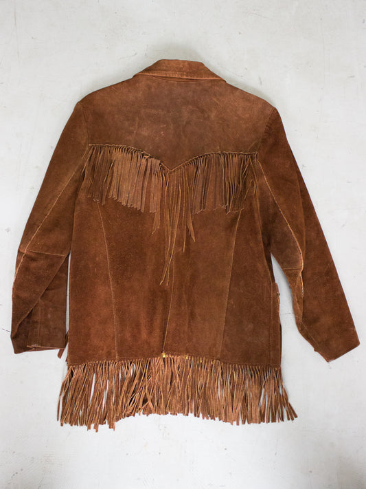 1970's Pioneer Wear Brown Suede Fringe Jacket Made in USA (Men's Small)