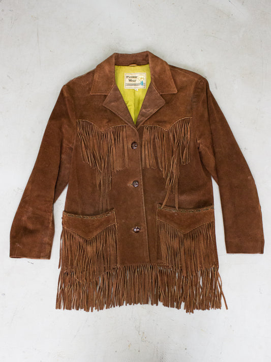1970's Pioneer Wear Brown Suede Fringe Jacket Made in USA (Men's Small)