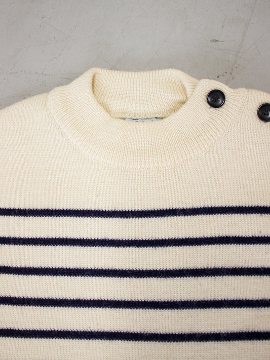 Vintage 1970's Saint James Striped Wool Sweater Breton Fishermans Style Made in France ( Small X Small)