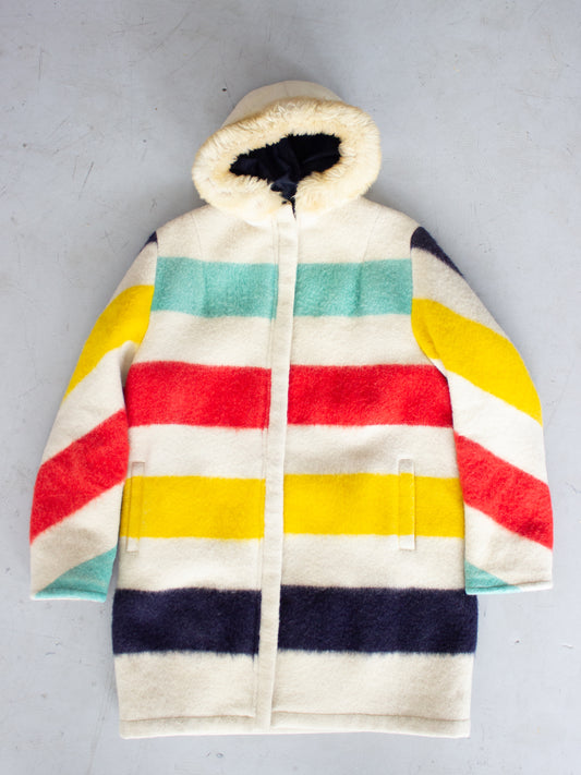 1970's The Hudson's Bay Company Wool Blanket Reversible Coat Made in Canada (Medium-Large)