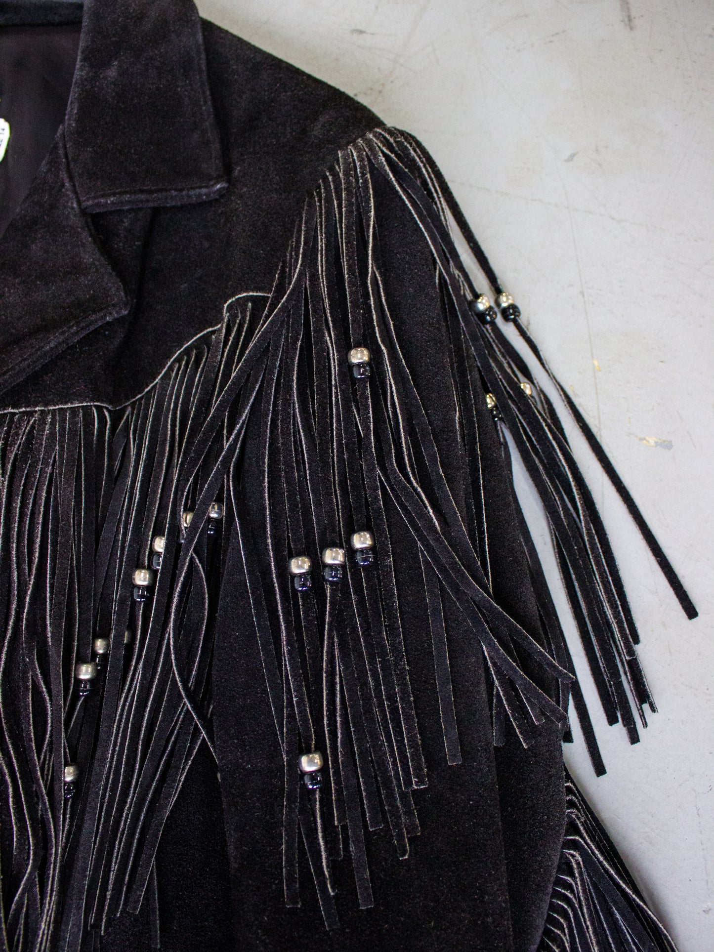 1970's Lariat Western Black Suede Fringe Jacket Made in USA (Men's Medium)