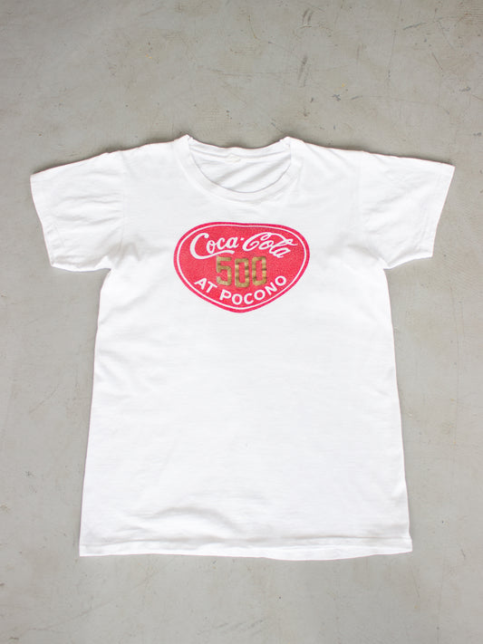1977 Coca-Cola 500 At Pocono White Racing T-shirt (Medium)