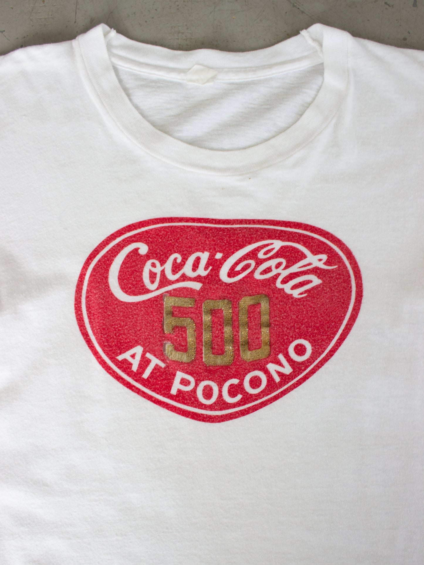 1977 Coca-Cola 500 At Pocono White Racing T-shirt (Medium)