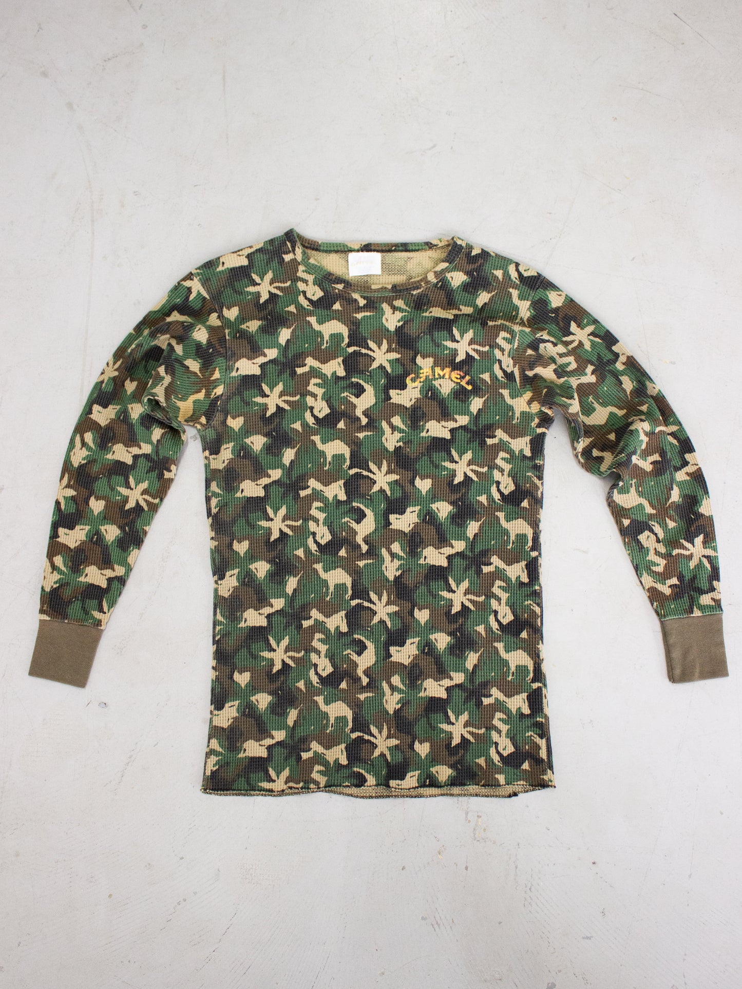 1980's Club Camel Cigarettes Camo Thermal Shirt Made In USA (Small-Medium)