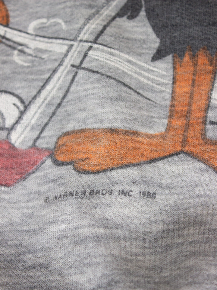 1980's Looney Tunes Bugs Bunny Daffy Duck Warner Bros Inc Grey Crewneck (Small-Medium)