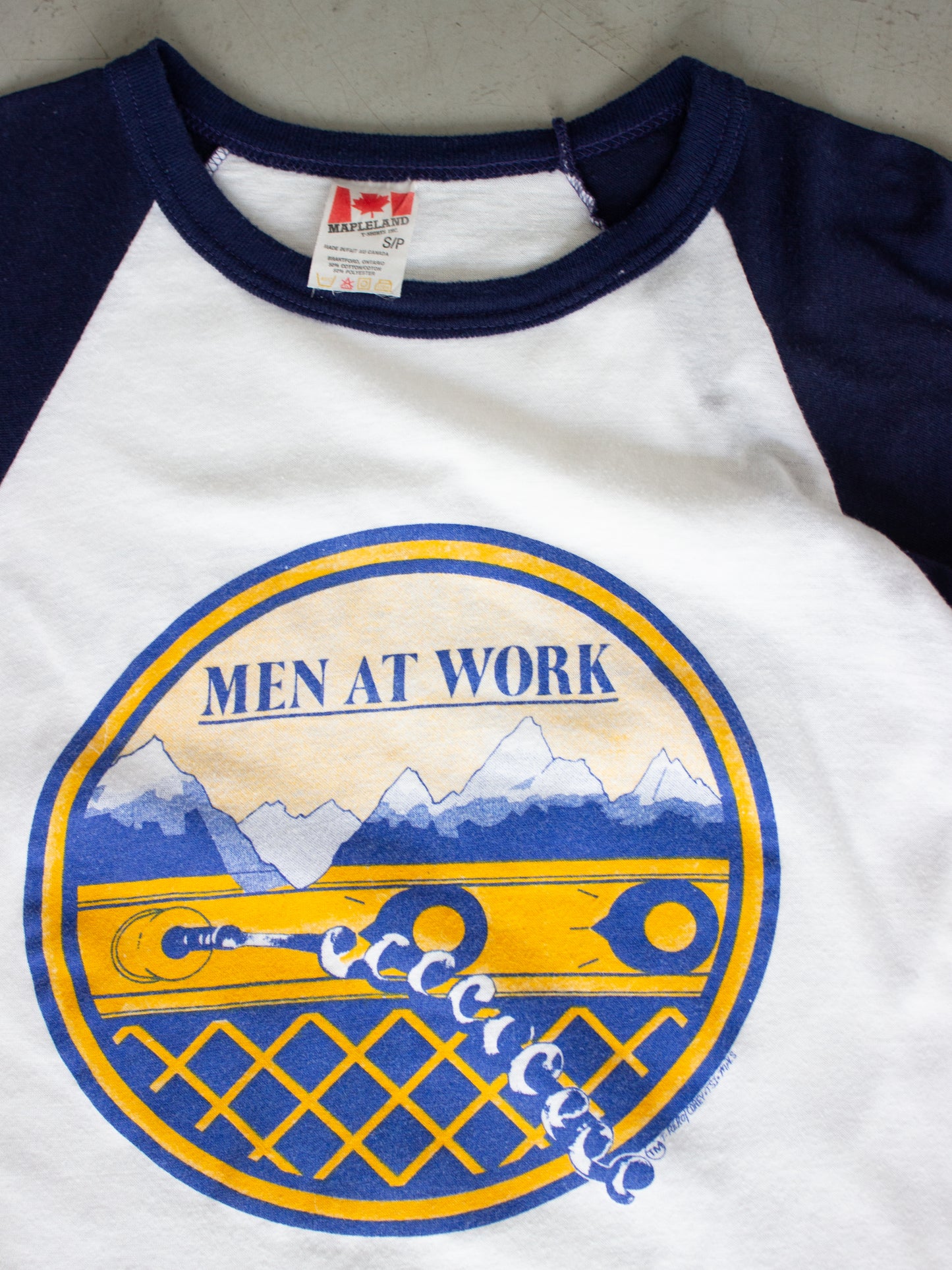 1980's Men At Work 'Business As Usual' Raglan Tour Tee (Small XSmall)