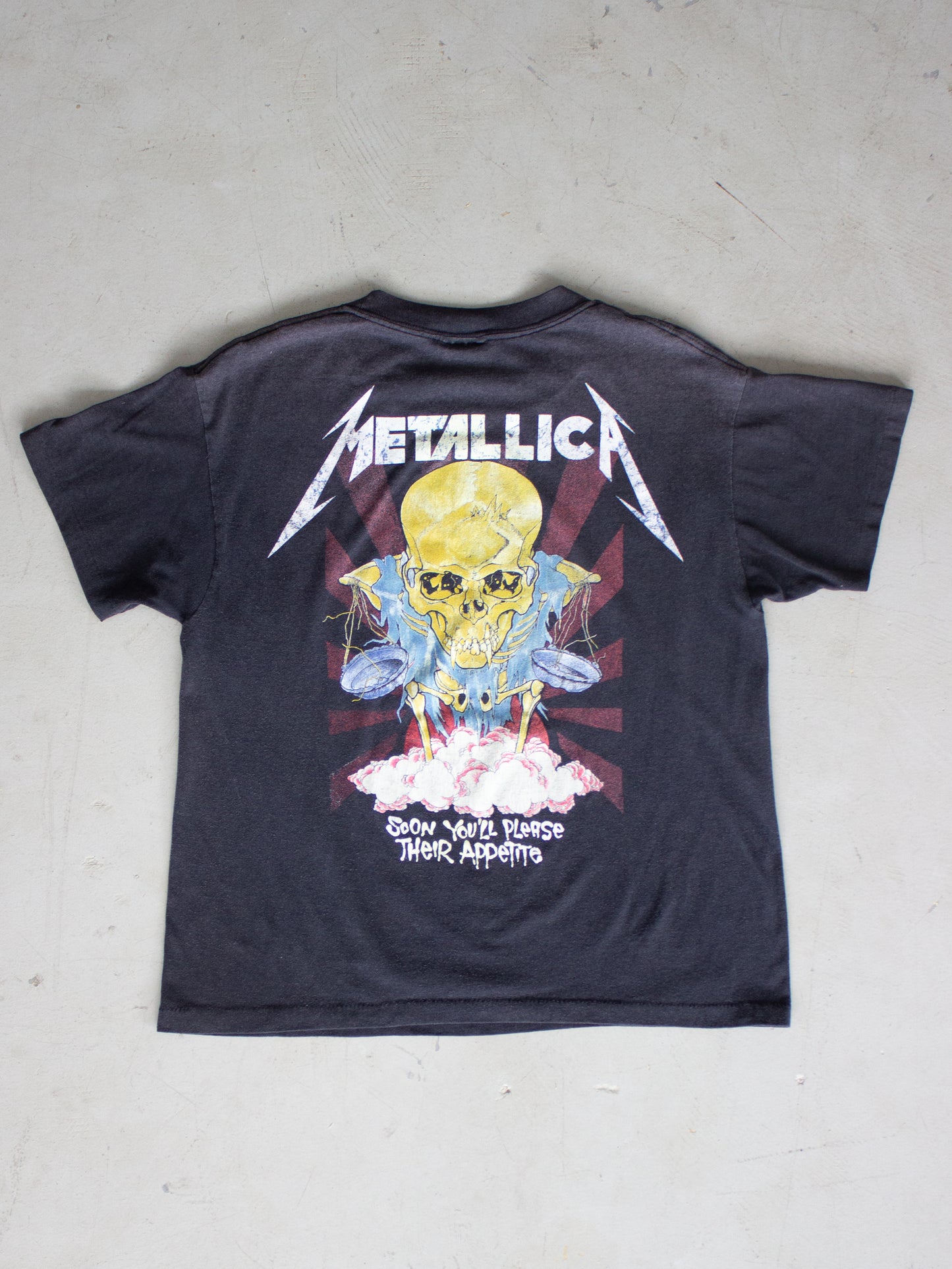 1989 Metallica 'Their Money Tips Her Scales Again' Pushead Brockum Paper Thin T-shirt (Medium)