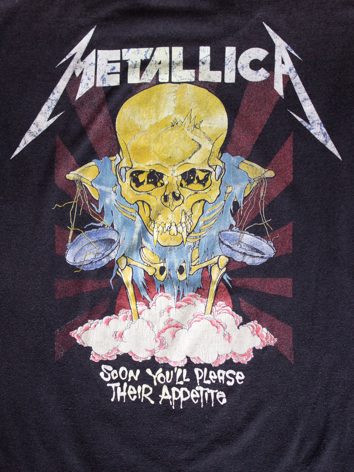 1989 Metallica 'Their Money Tips Her Scales Again' Pushead Brockum Paper Thin T-shirt (Medium)